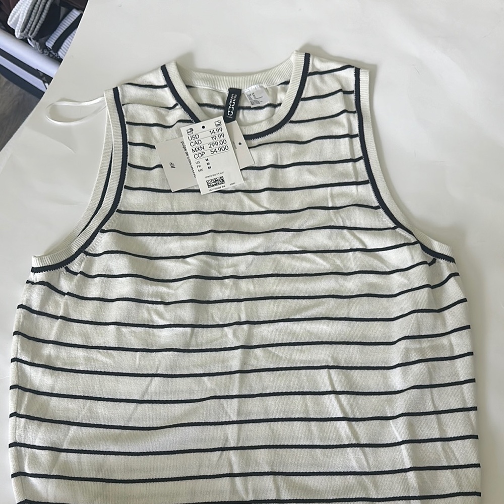 H&M Navy and White Striped Tank Top